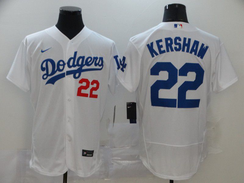 Men Los Angeles Dodgers 22 Kershaw White Nike Elite MLB Jerseys